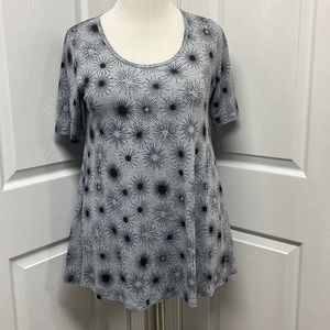 LuLaRoe Perfect T Gray Black Shirt Small EUC